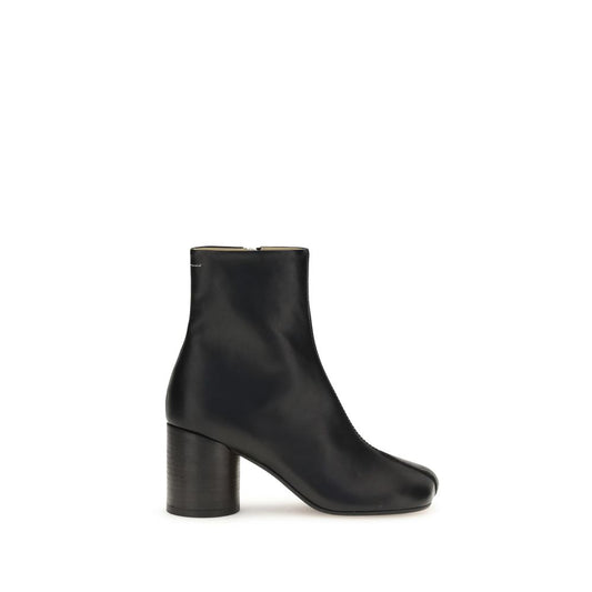 MM6 Black Calf Leather Bos Taurus Ankle Boots
