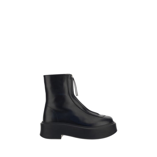 The Row Black Calf Leather Bos Taurus Ankle Boots