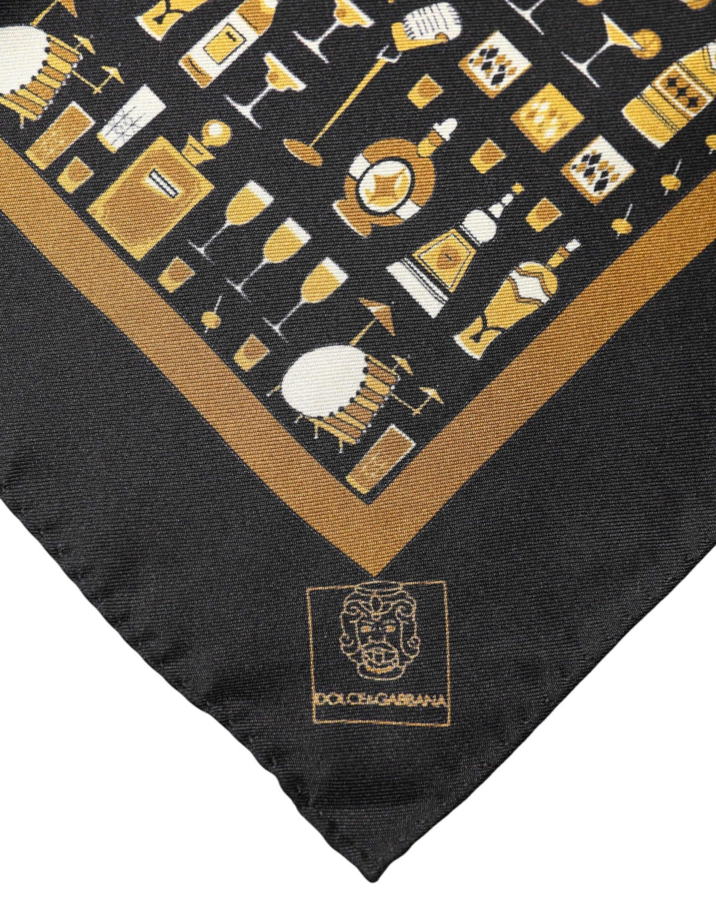 Dolce & Gabbana Black Jazz Club Square Handkerchief Scarf