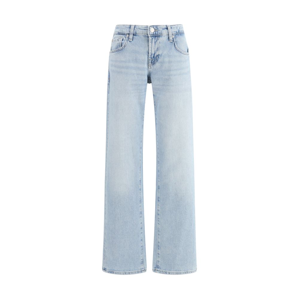 7FOR Light Blue Cotton Straight-Leg Jeans