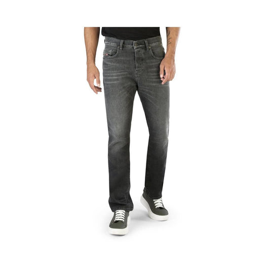 Diesel Black Cotton Straight-Leg Jeans