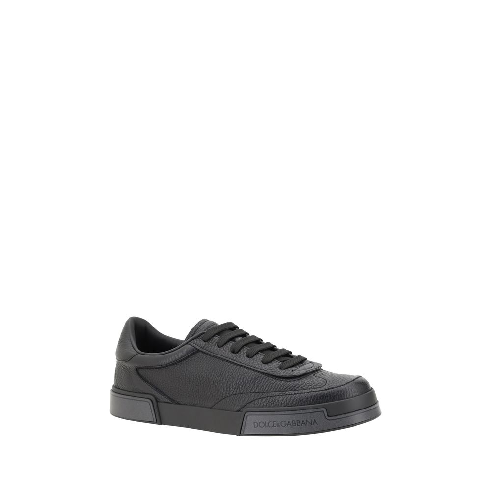 Dolce & Gabbana Black Calf Leather Bos Taurus Sneakers