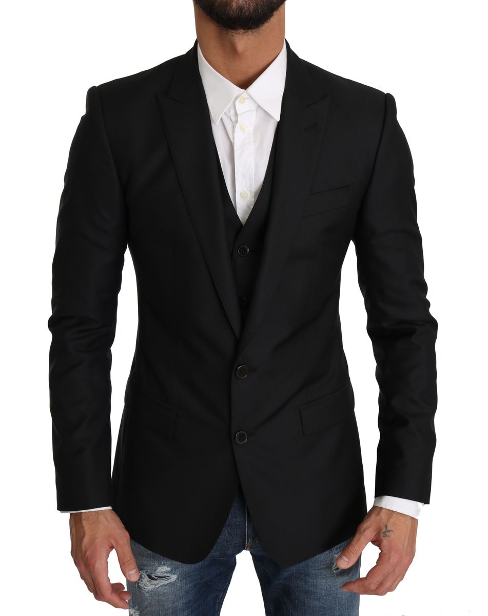 Dolce & Gabbana Sleek Black Martini Two-Piece Suit