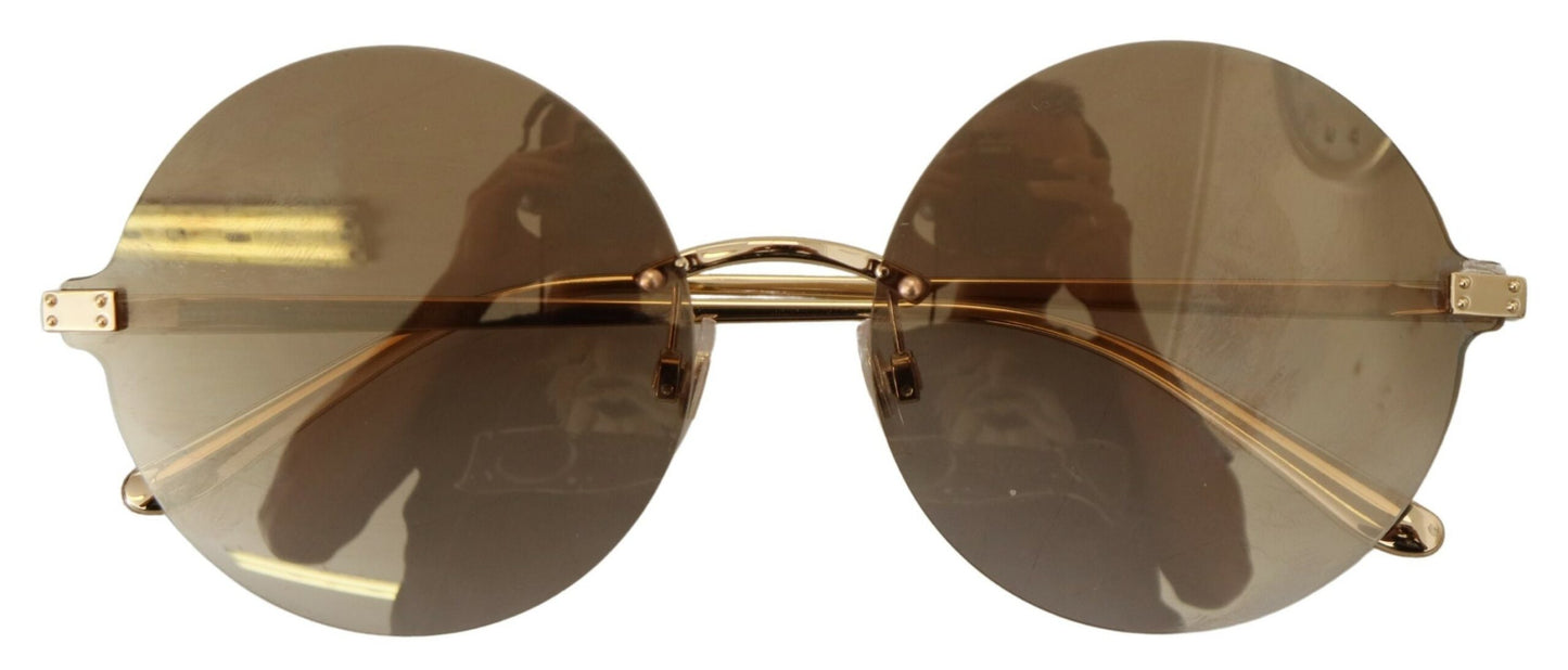 Dolce & Gabbana Vintage-Inspired Round Golden Sunglasses