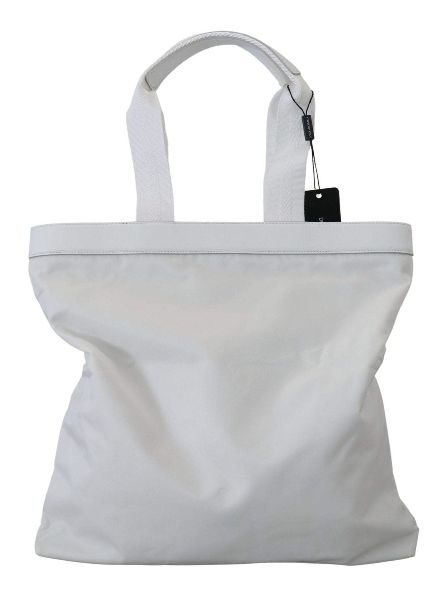 Dolce & Gabbana Elegant White Nylon Tote Bag with Leather Accents