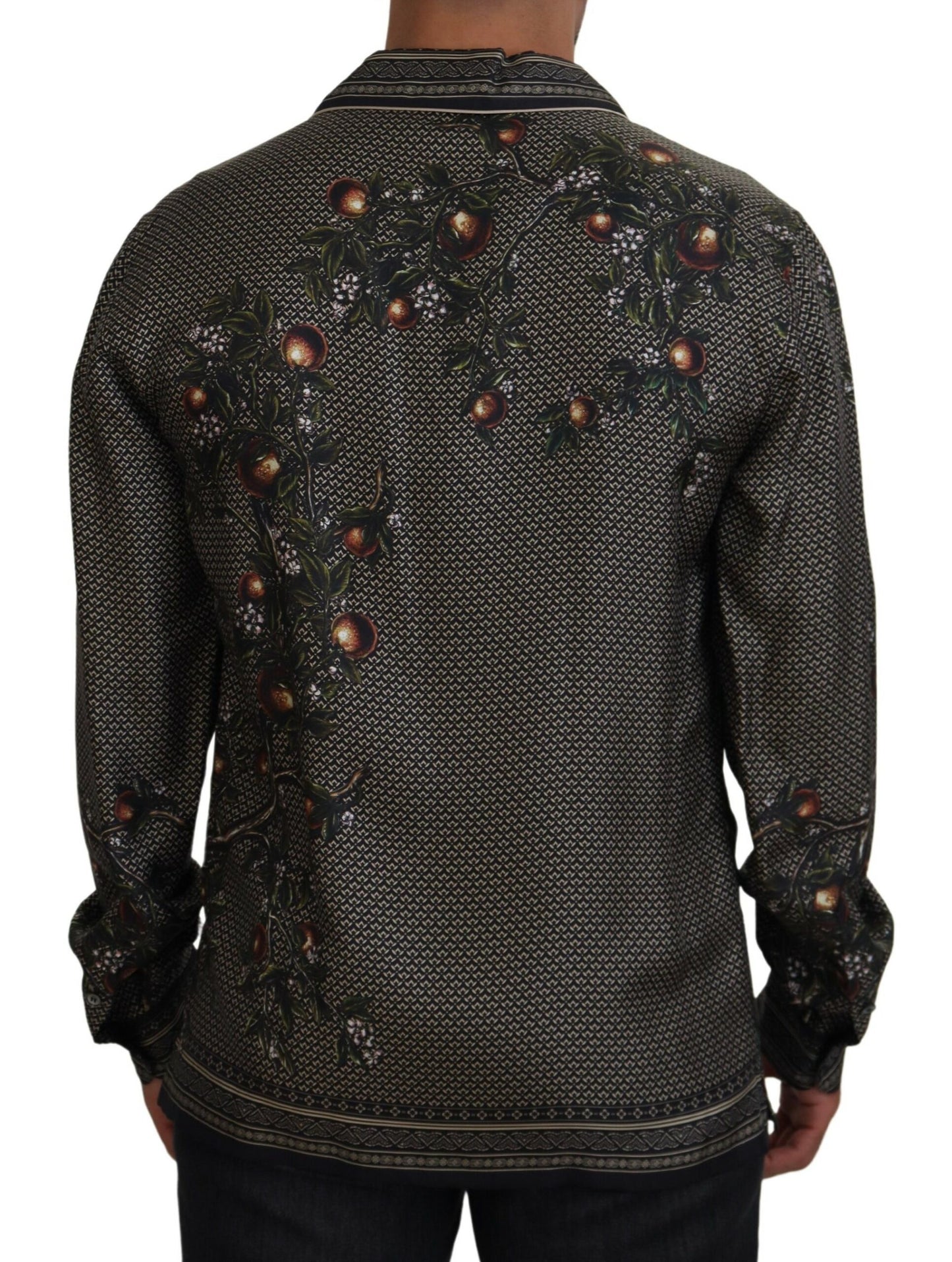 Dolce & Gabbana Elegant Ostrich Print Silk Shirt