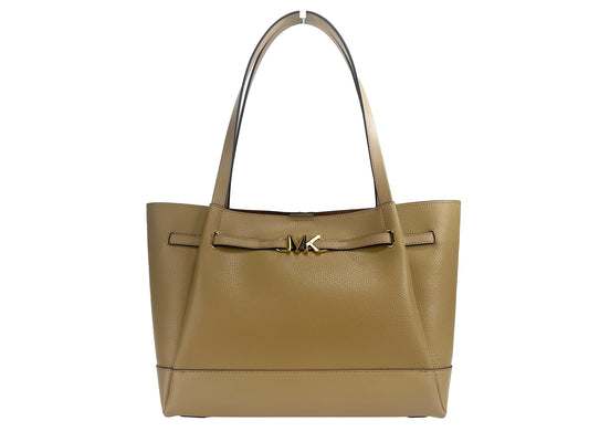 Michael Kors Reed Large Camel Leather Belted Tote Shoulder Bag Purse