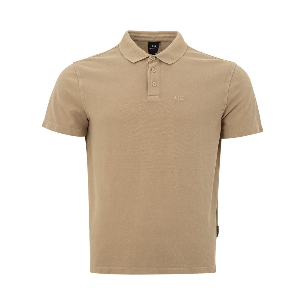 Armani Exchange Classic Beige Cotton Polo Shirt