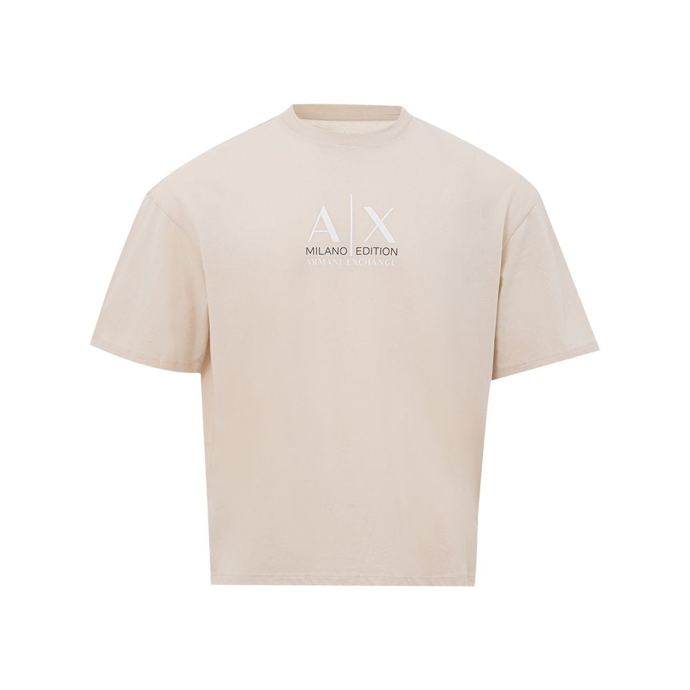 Armani Exchange Elegant Beige Cotton Tee for the Modern Man