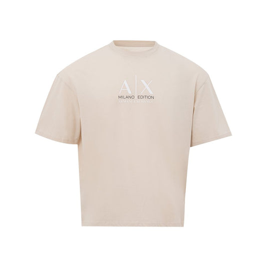 Armani Exchange Elegant Beige Cotton Tee for the Modern Man