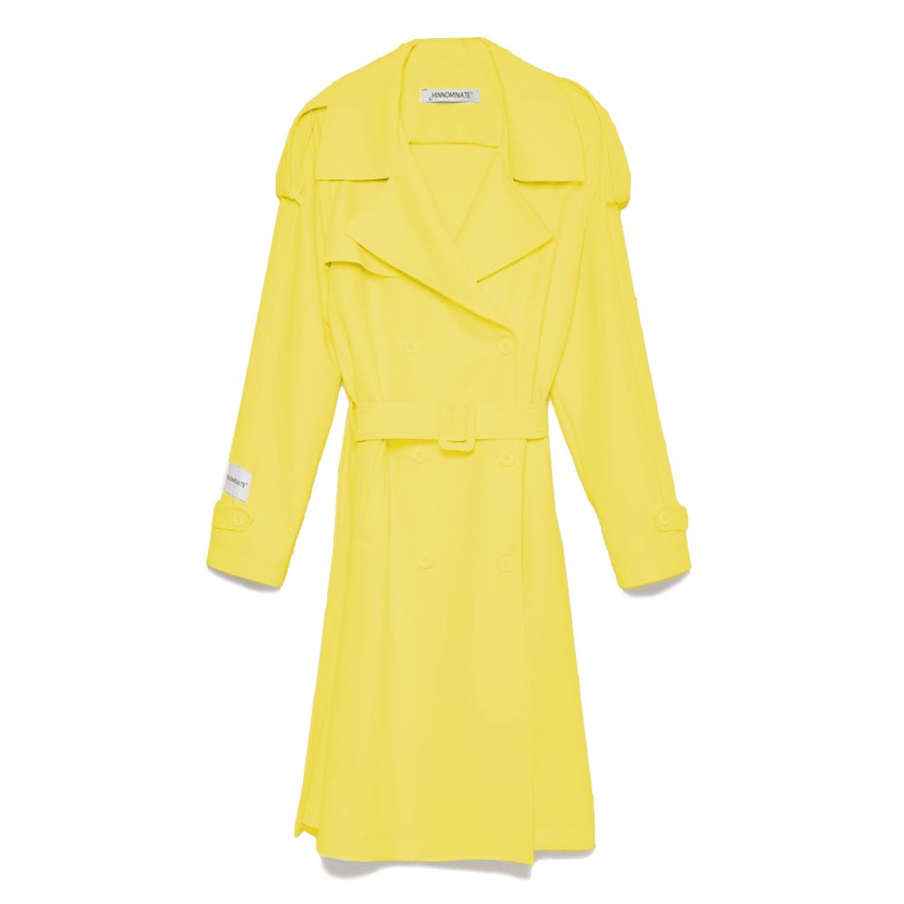 Hinnominate Elegant Double-Breasted Trench Coat in Yellow