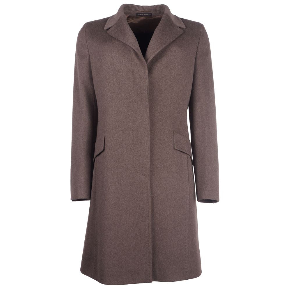 Made in Italy Elegant Woolen Brown Coat for Women