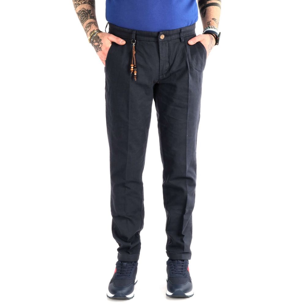 Yes Zee Elegant Cotton Pants in Refined Blue Hue