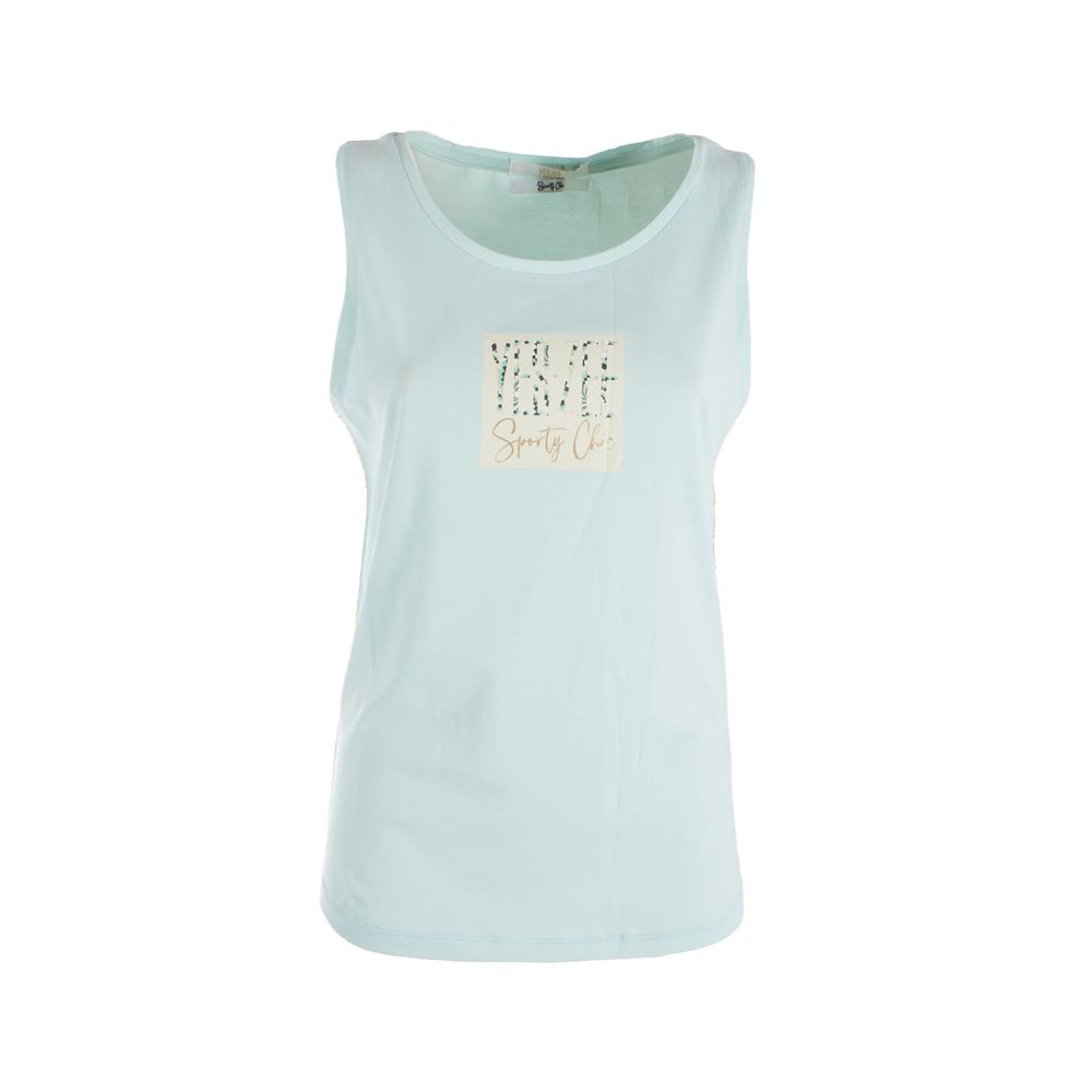 Yes Zee Elegant Green Cotton Blend Tank Top