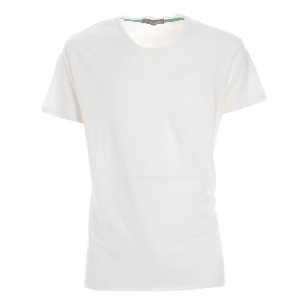 Yes Zee Crisp White V-Neck Tee with Pocket Detail