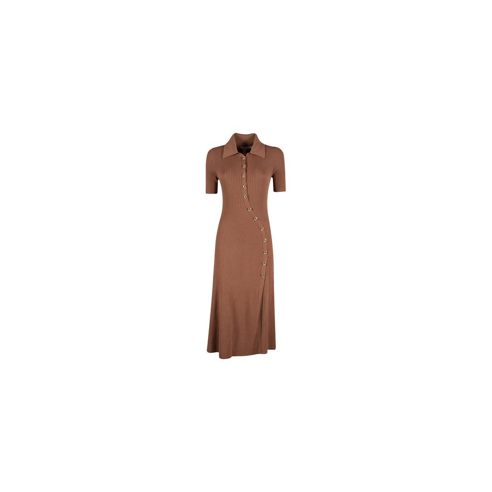 Yes Zee Elegant Rib Knit Long Dress with Classic Collar