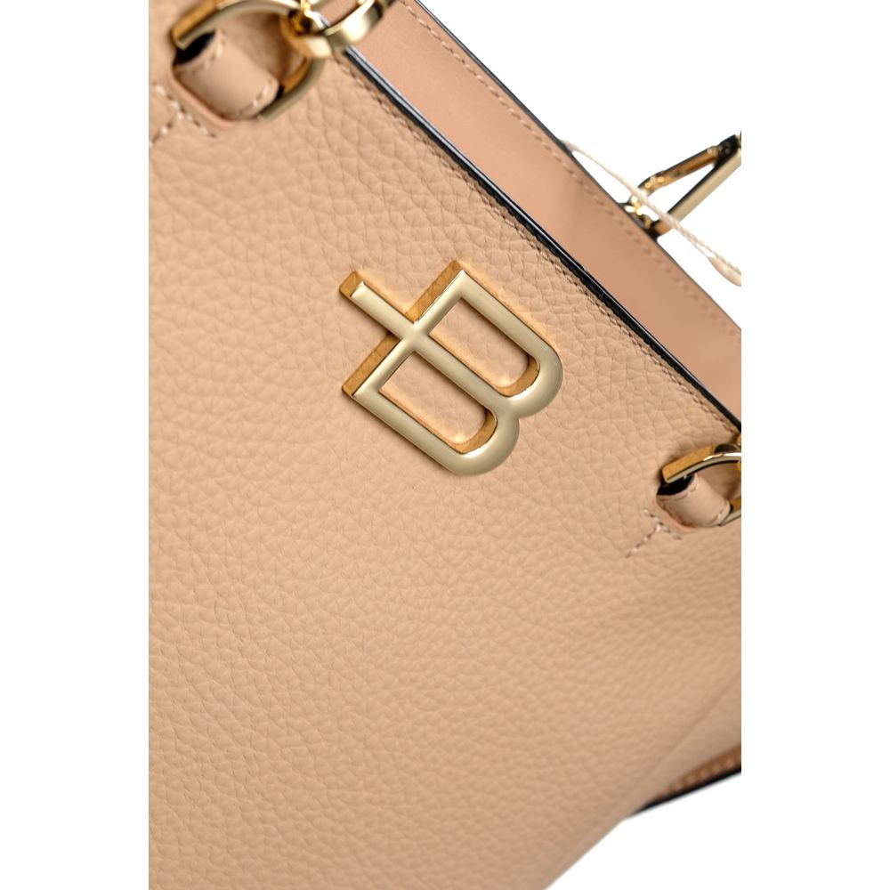 Baldinini Trend Chic Nude Textured Calfskin Handbag