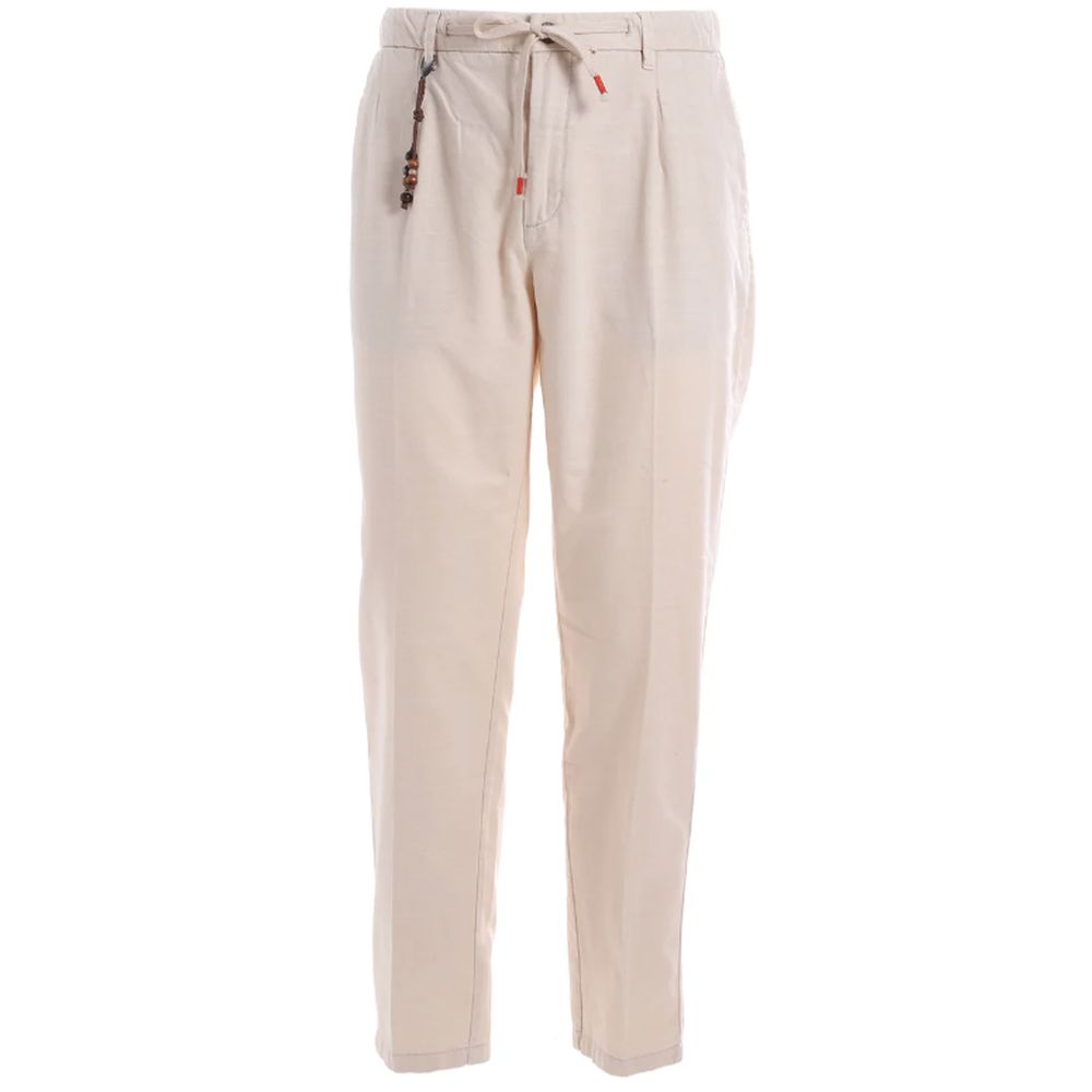 Yes Zee Chic Beige Regular Fit Cotton Trousers