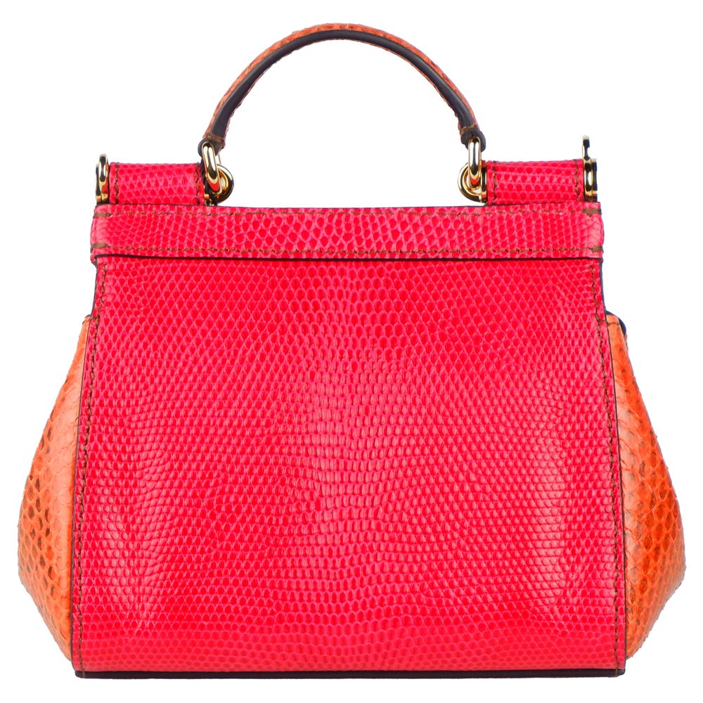 Dolce & Gabbana Red Leather Di Crocodile Handbag