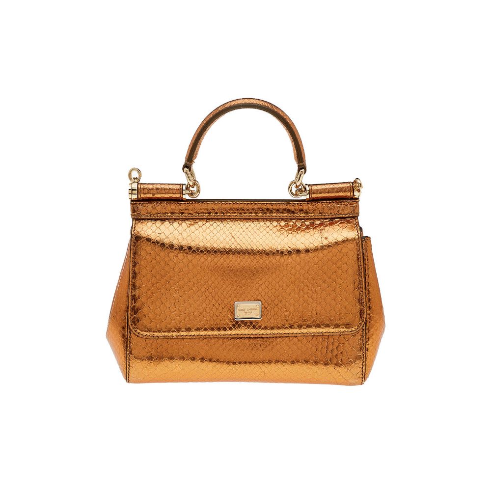 Dolce & Gabbana Yellow Pitone Laminato Handbag