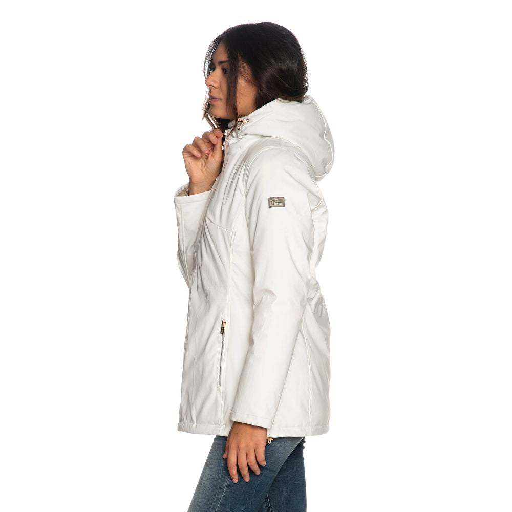 Yes Zee Chic White Hooded Down Jacket for Women