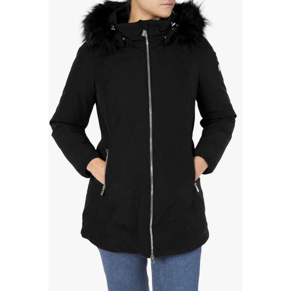 Yes Zee Chic Hooded Down Jacket with Fur Detail