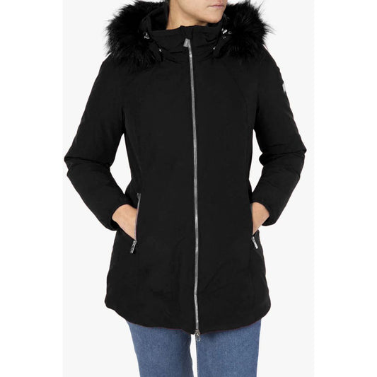 Yes Zee Chic Hooded Down Jacket with Fur Detail