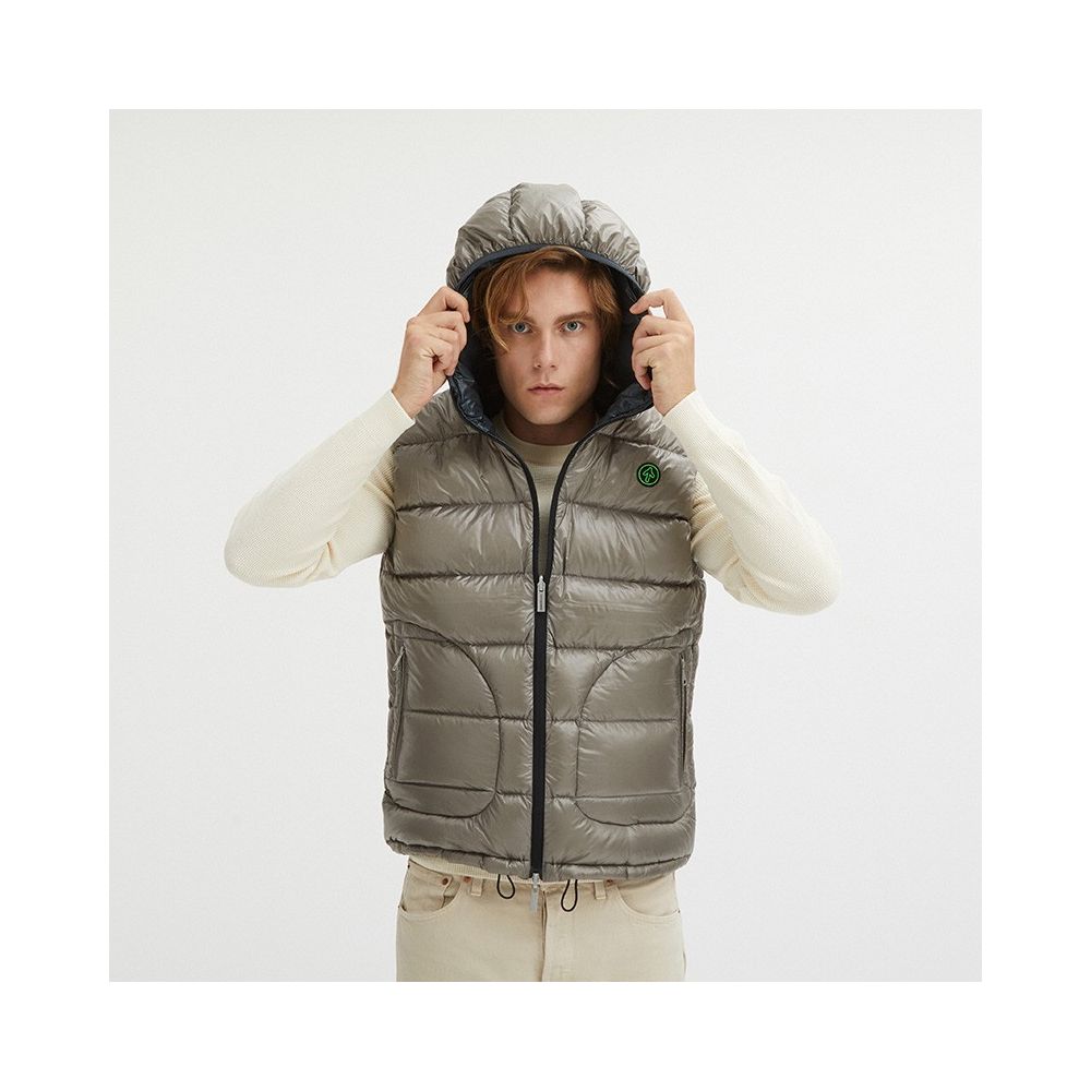 Centogrammi Reversible Goose Down Hooded Vest in Gray