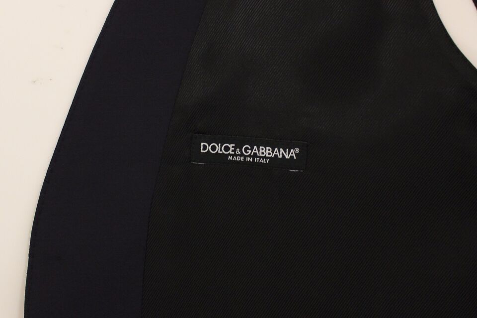 Dolce & Gabbana Elegant Blue Wool Blend Dress Vest
