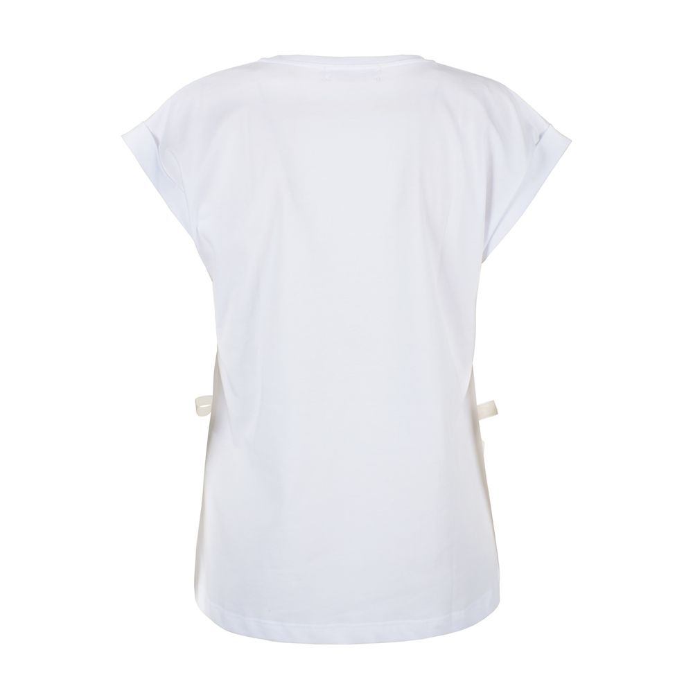 Yes Zee Chic White Cotton Tee with Signature Detail