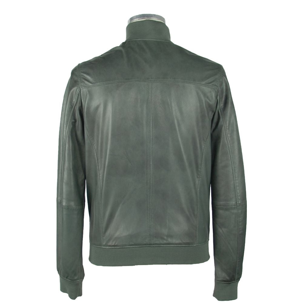 Emilio Romanelli Elegant Green Leather Jacket