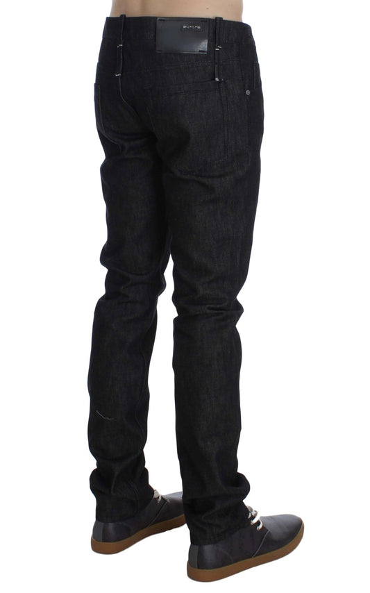 Acht Jet-Black Slim Skinny Fit Cotton Jeans