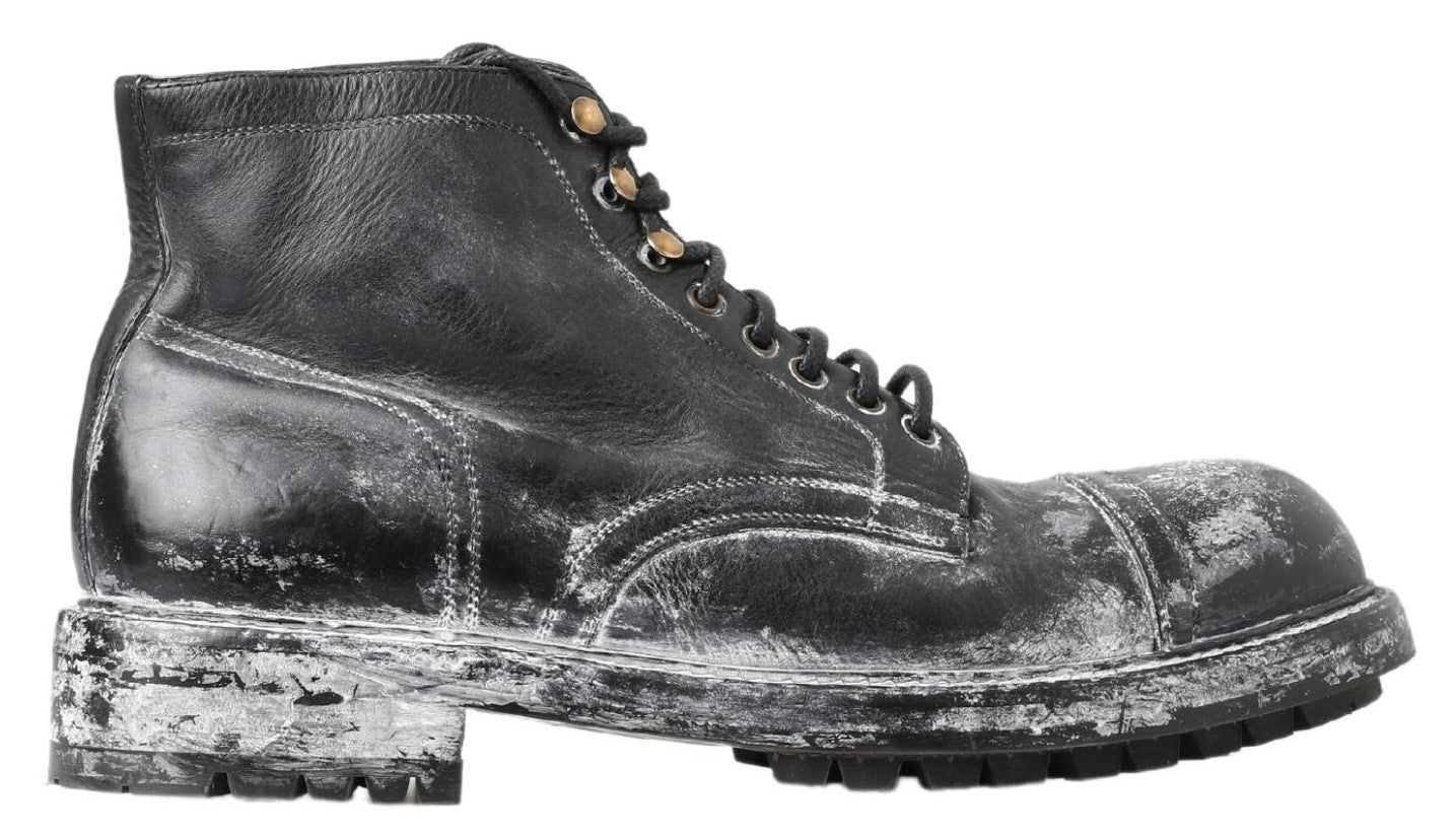 Dolce & Gabbana Elegant Leather Combat Boots in Black