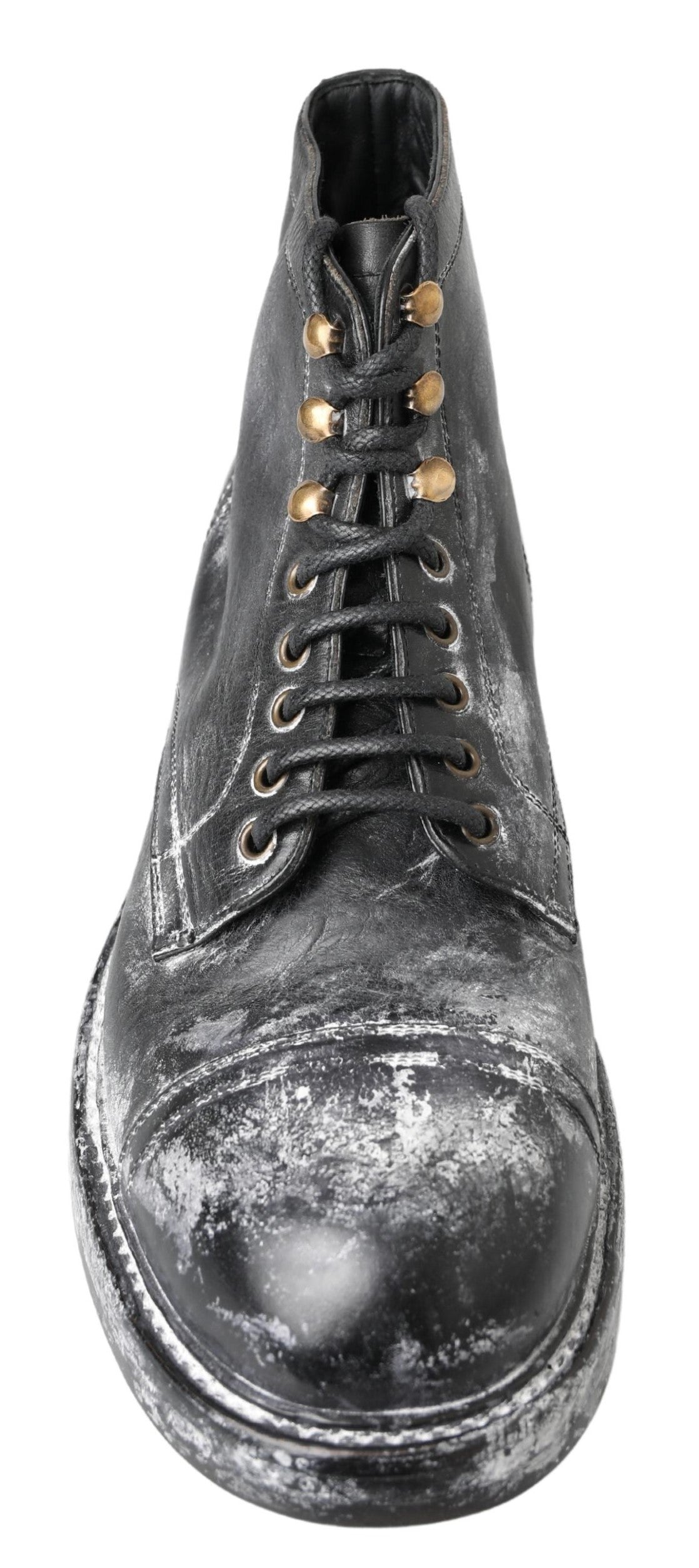 Dolce & Gabbana Elegant Leather Combat Boots in Black