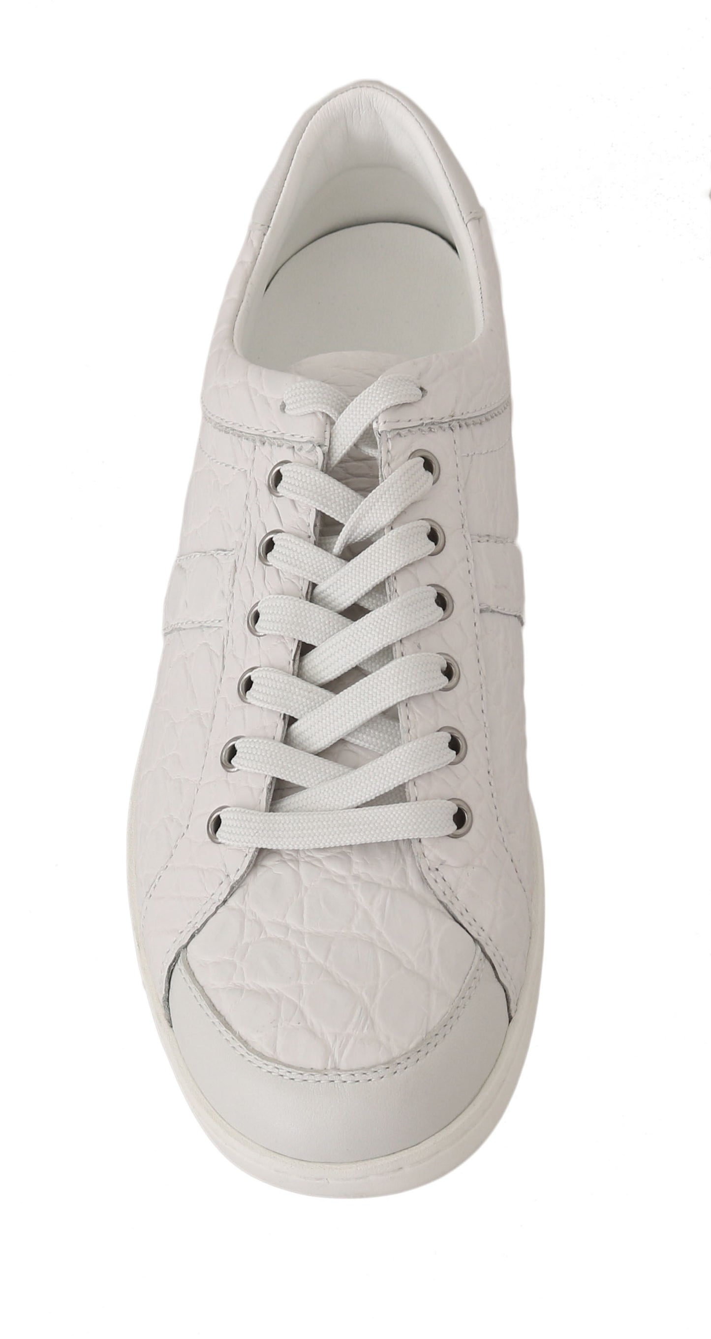 Dolce & Gabbana Exquisite White Caiman Crocodile Sneakers