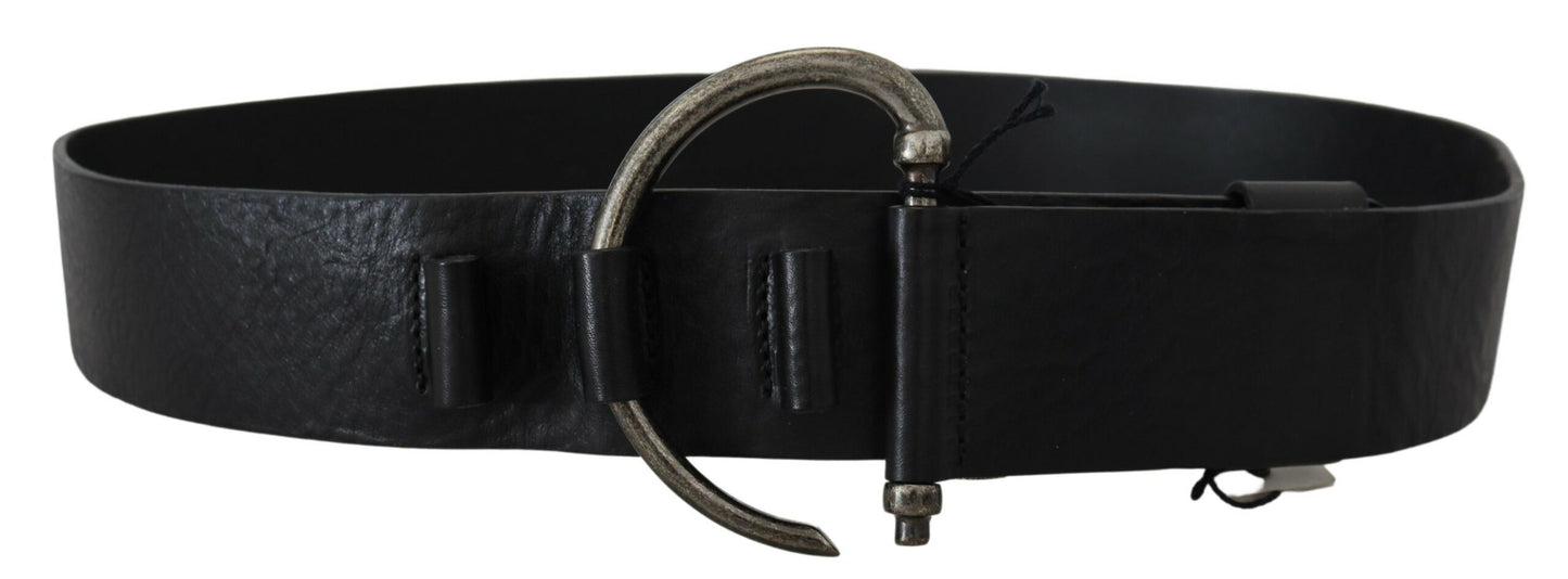 PLEIN SUD Elegant Black Leather Fashion Belt