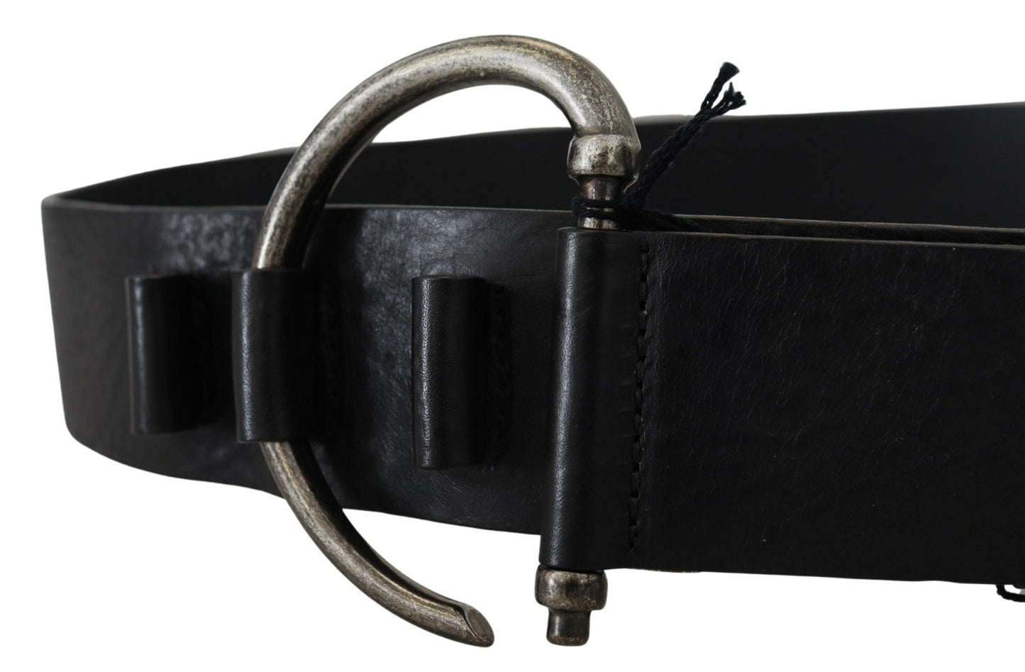 PLEIN SUD Elegant Black Leather Fashion Belt