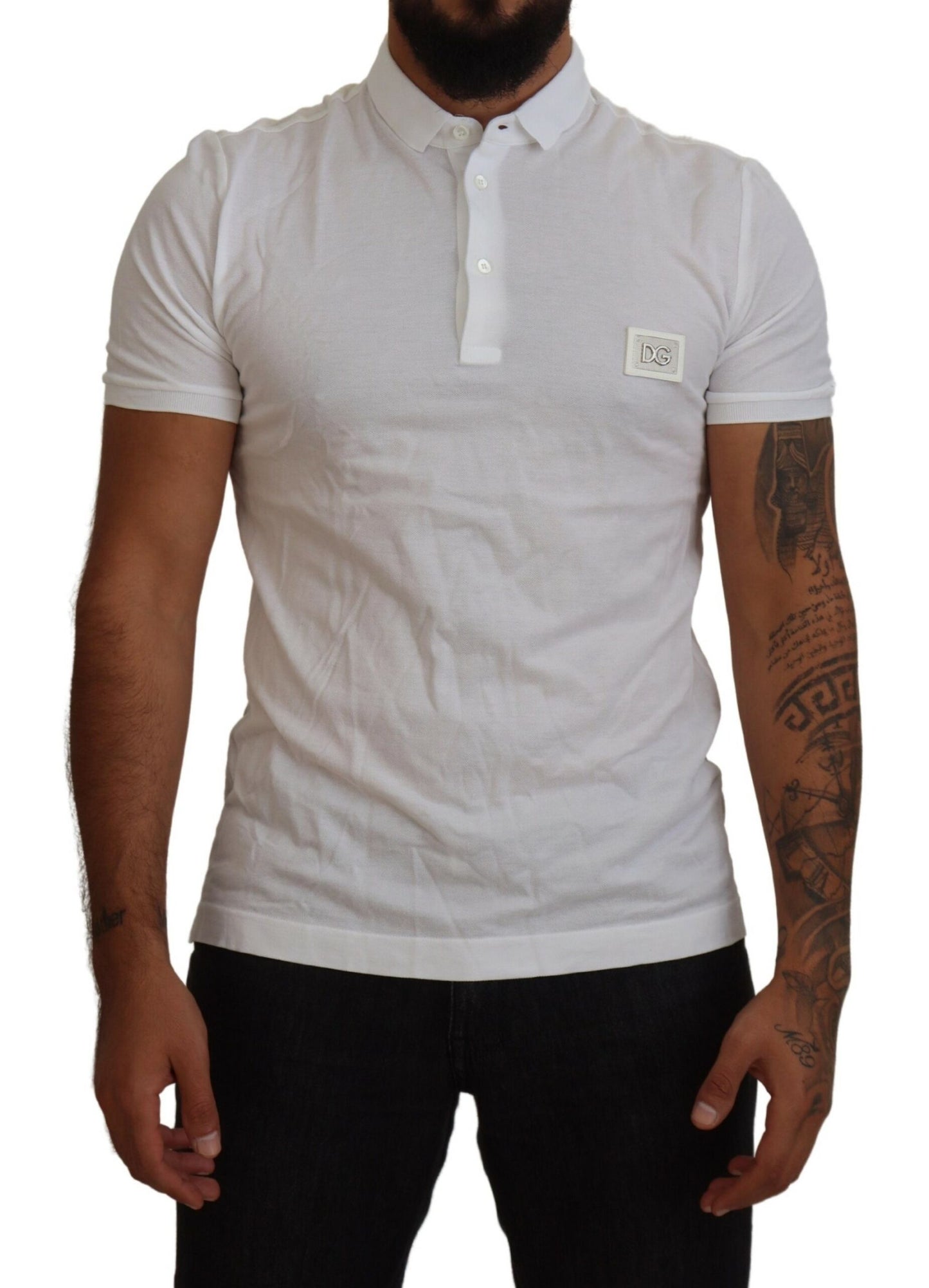 Dolce & Gabbana Exquisite White Cotton Polo T-Shirt