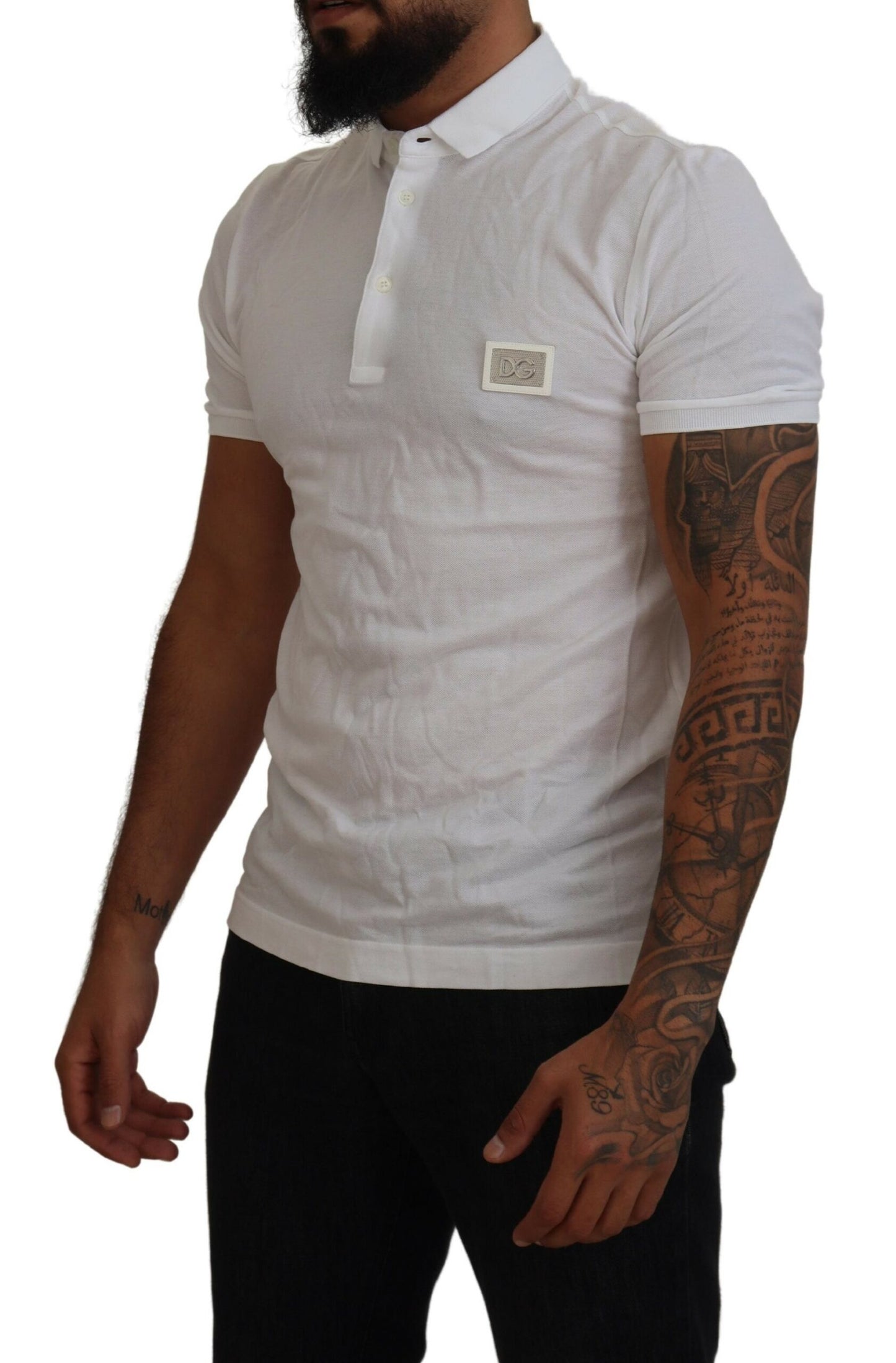 Dolce & Gabbana Exquisite White Cotton Polo T-Shirt