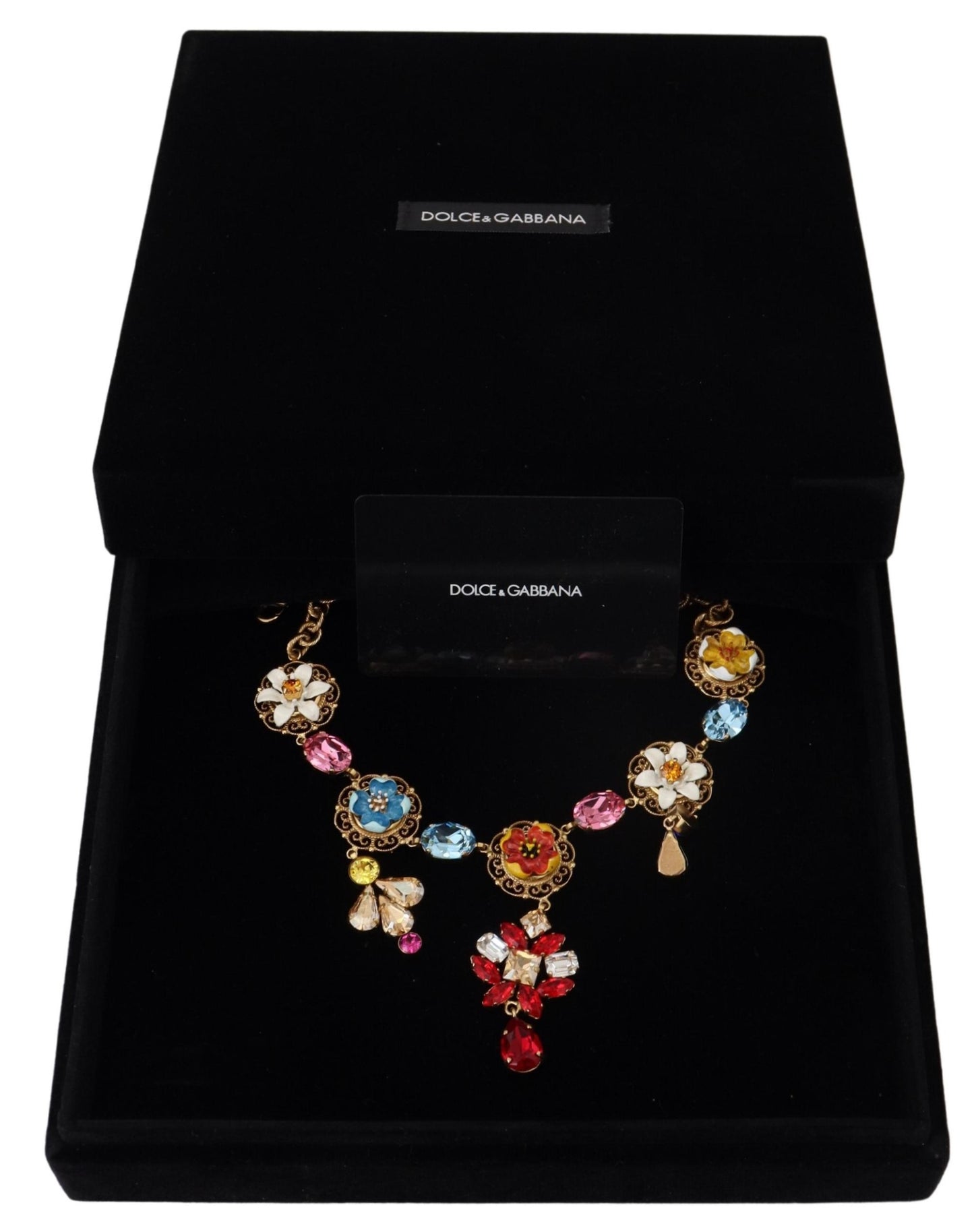 Dolce & Gabbana Elegant Multicolor Crystal Gold Necklace