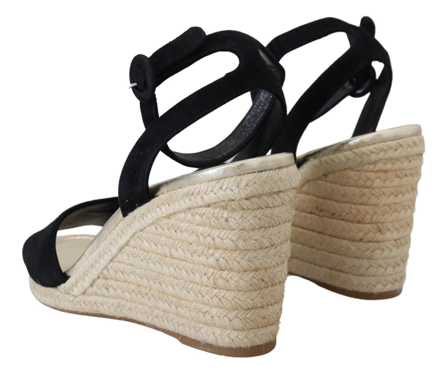 Prada Chic Ankle Strap Suede Wedge Sandals