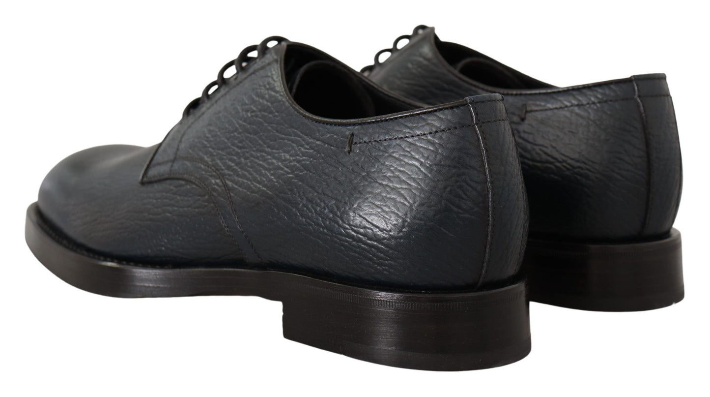 Dolce & Gabbana Elegant Blue Leather Lace-Up Formal Shoes