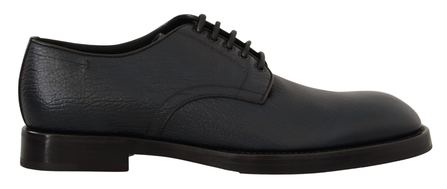 Dolce & Gabbana Elegant Blue Leather Lace-Up Formal Shoes