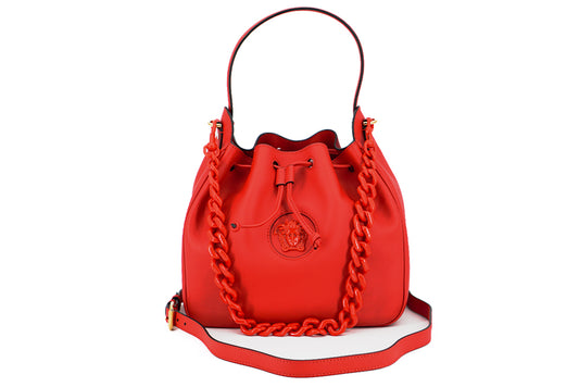 Versace Elegant Red Calf Leather Hobo Bag