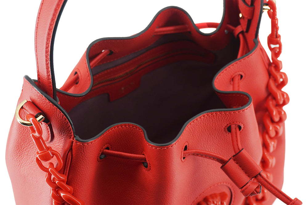 Versace Elegant Red Calf Leather Hobo Bag