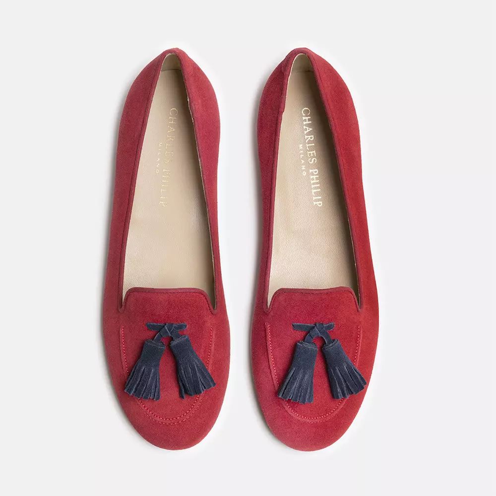 Charles Philip Elegant Suede Tasseled Moccasins