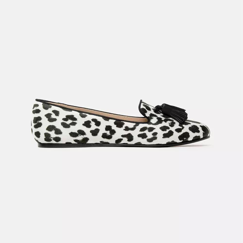 Charles Philip Elegant Silk Leopard Print Loafers