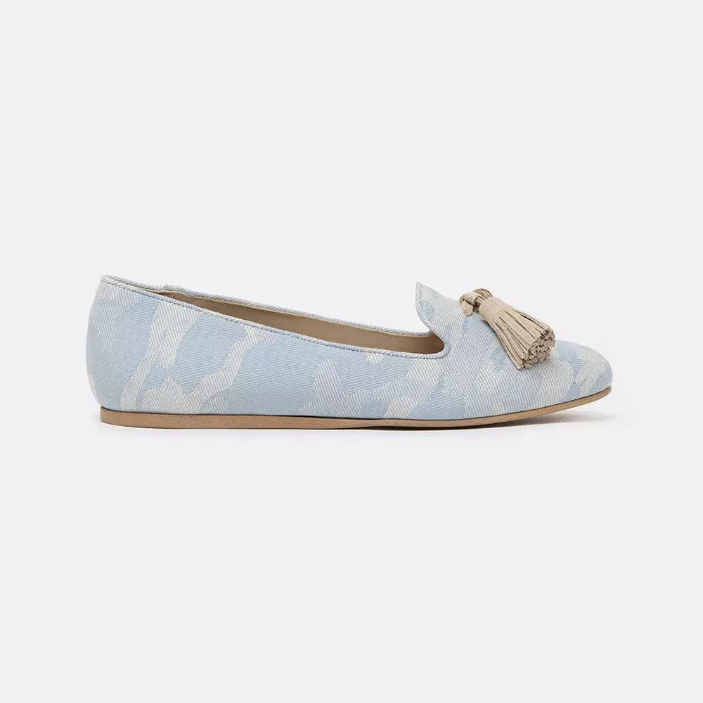 Charles Philip Elegant Light Blue Camouflage Loafers