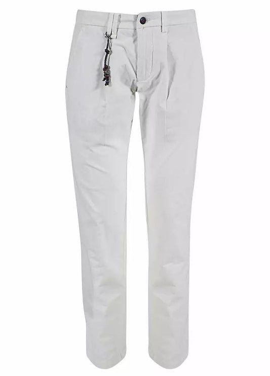 Yes Zee Elegant White Chino Trousers with Pleats