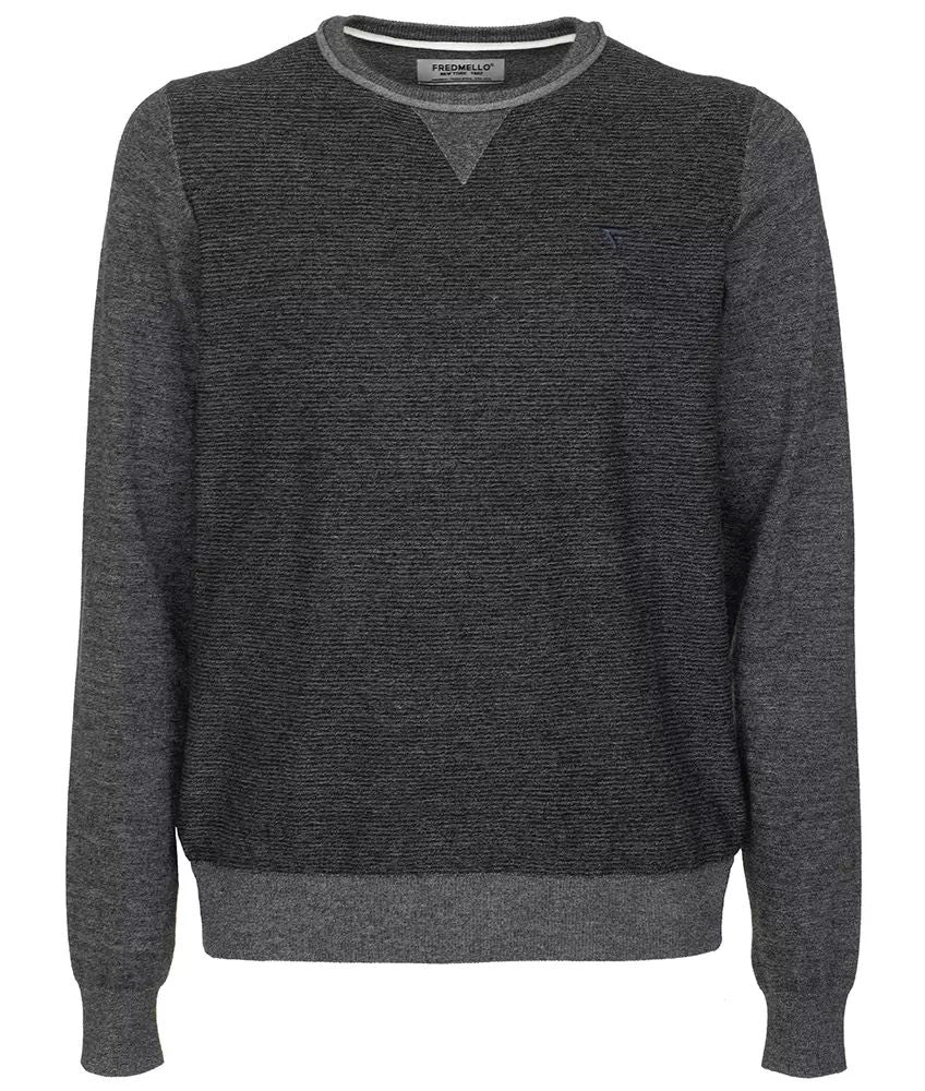 Fred Mello Anthracite Crewneck Viscose Blend Sweater